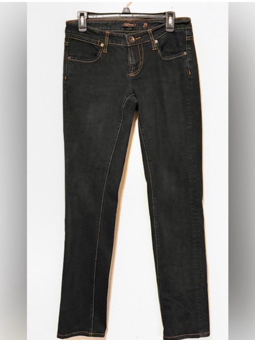 Ed Hardy by Christian Audigier Womens Dark Wash Black Straight Jeans Size 29 New